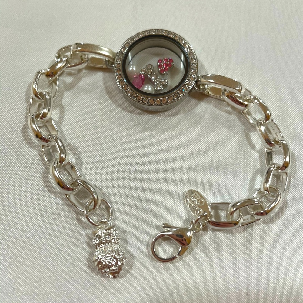 Origami Owl bracelet with charms
